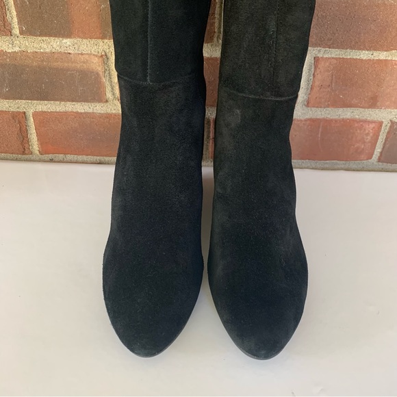 Anne Klein Womens Alanna Black Suede Knee High Wedge Boots Size US 8.5 M - Picture 3 of 10